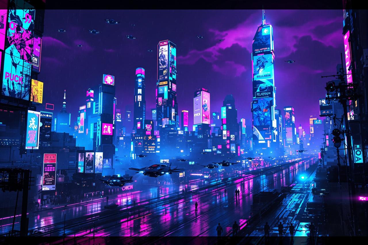 漫画免费精选专题 - 霓虹美学:赛博朋克都市视觉设计的艺术密码